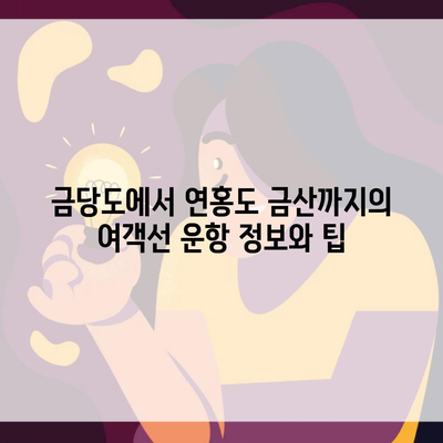 금당도에서 연홍도 금산까지의 여객선 운항 정보와 팁