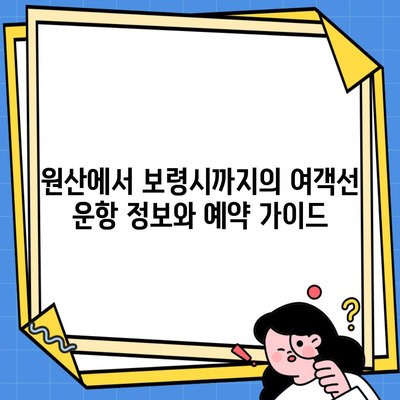 원산에서 보령시까지의 여객선 운항 정보와 예약 가이드