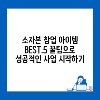 소자본 창업 아이템 BEST.5 꿀팁으로 성공적인 사업 시작하기