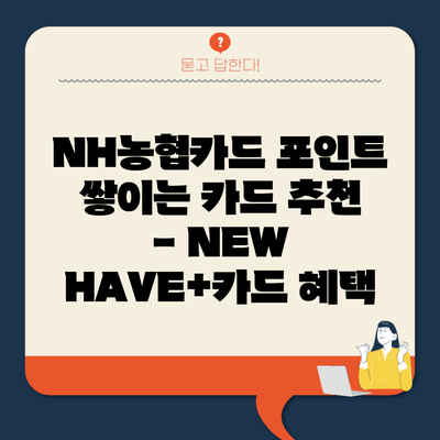 NH농협카드 포인트 쌓이는 카드 추천 – NEW HAVE+카드 혜택