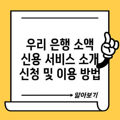 우리 은행 소액 신용 서비스 소개 신청 및 이용 방법