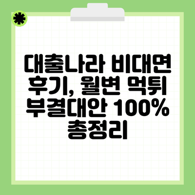 대출나라 비대면 후기, 월변 먹튀 부결대안 100% 총정리