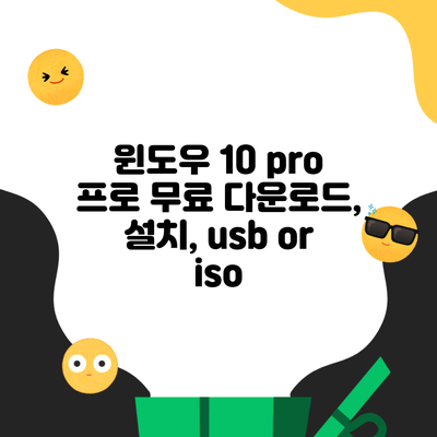 윈도우 10 pro 프로 무료 다운로드, 설치, usb or iso