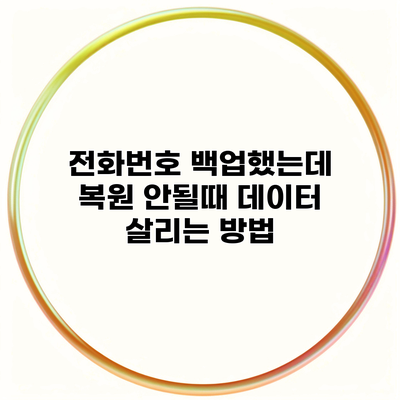 전화번호 백업했는데 복원 안될때 데이터 살리는 방법