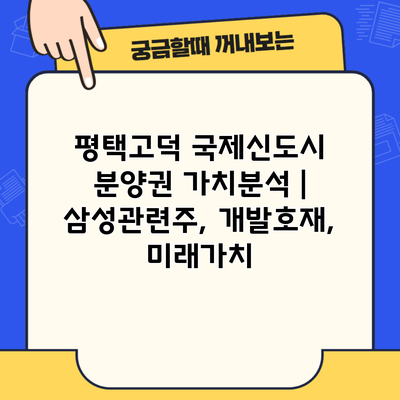 평택고덕 국제신도시 분양권 가치분석 | 삼성관련주, 개발호재, 미래가치