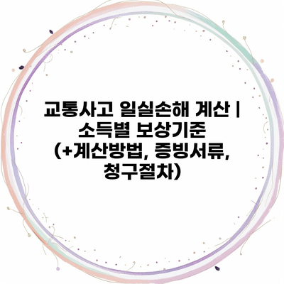 교통사고 일실손해 계산 | 소득별 보상기준 (+계산방법, 증빙서류, 청구절차)