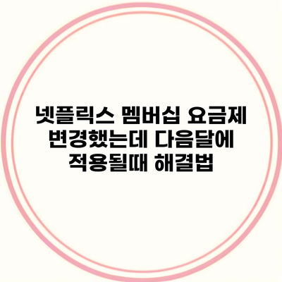 넷플릭스 멤버십 요금제 변경했는데 다음달에 적용될때 해결법