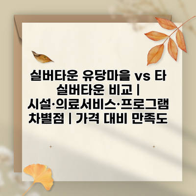실버타운 유당마을 vs 타 실버타운 비교 | 시설·의료서비스·프로그램 차별점 | 가격 대비 만족도