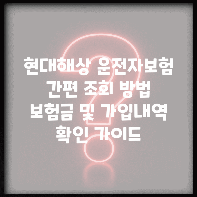 현대해상 운전자보험 간편 조회 방법 | 보험금 및 가입내역 확인 가이드