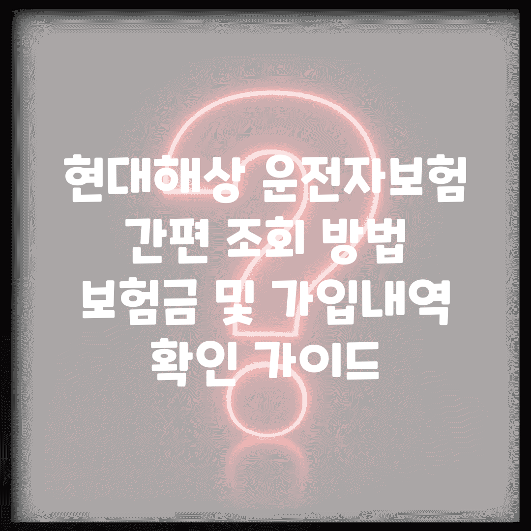 현대해상 운전자보험 간편 조회 방법 | 보험금 및 가입내역 확인 가이드
