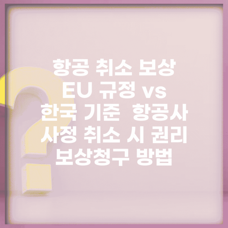 항공 취소 보상 EU 규정 vs 한국 기준 | 항공사 사정 취소 시 권리 | 보상청구 방법