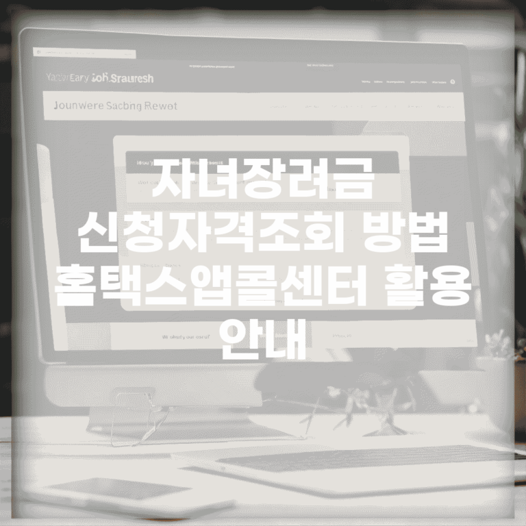 자녀장려금 신청자격조회 방법 | 홈택스·앱·콜센터 활용 안내