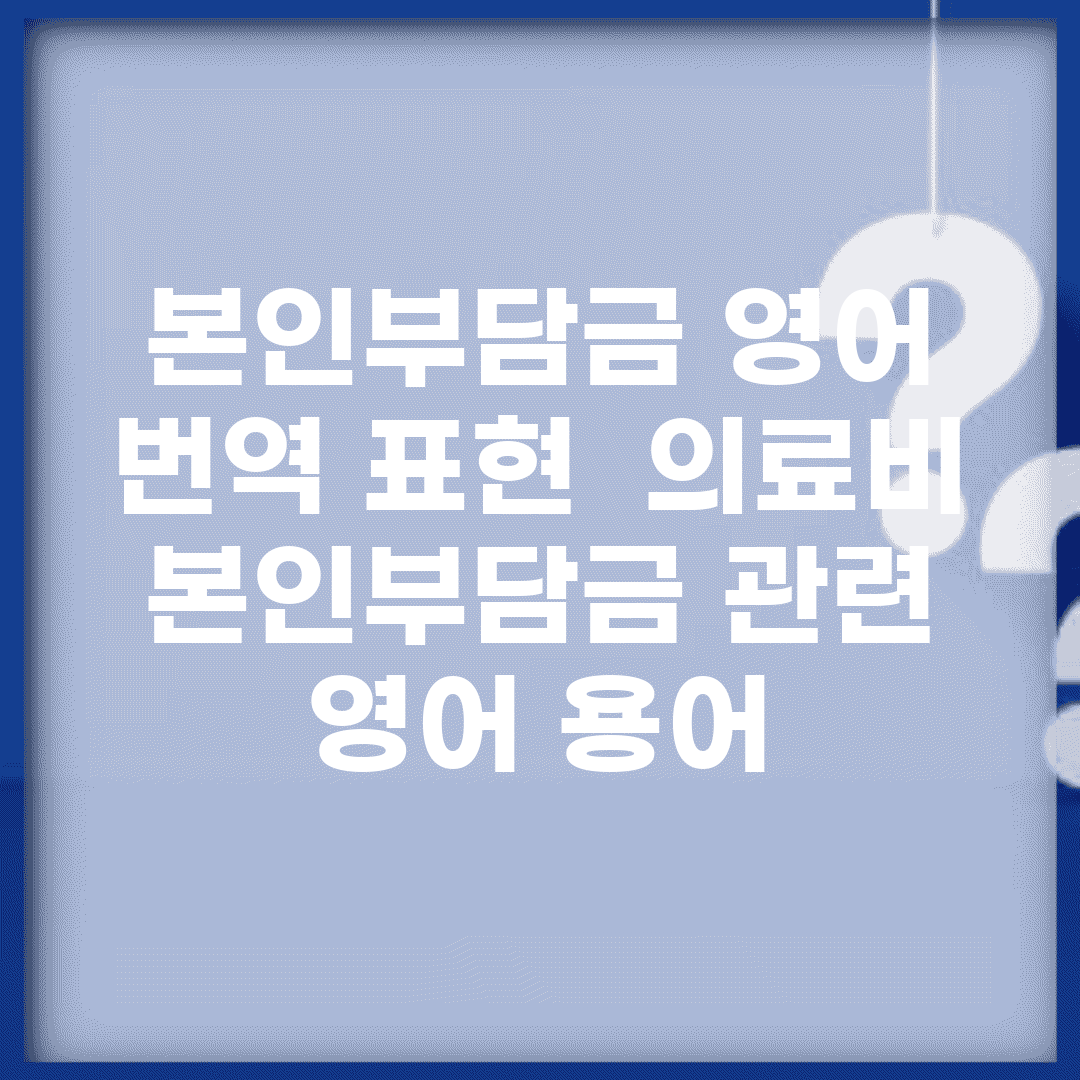 본인부담금 영어 번역 표현 | 의료비 본인부담금 관련 영어 용어