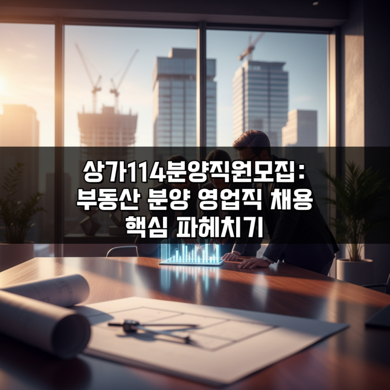 상가114분양직원모집: 부동산 분양 영업직 채용 핵심 파헤치기