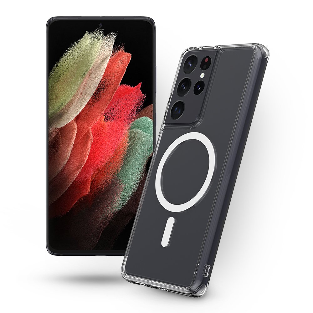 랩씨 맥세이프 마그넷 케이스 최강 2배 자력 변색 방지 클리어 투명, 갤럭시S21 울트라 상세 이미지 1