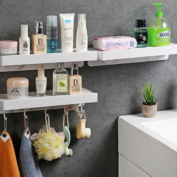 흡착식 욕실 선반 일자 화장실 선반 수건걸이 정리 상세 이미지 2