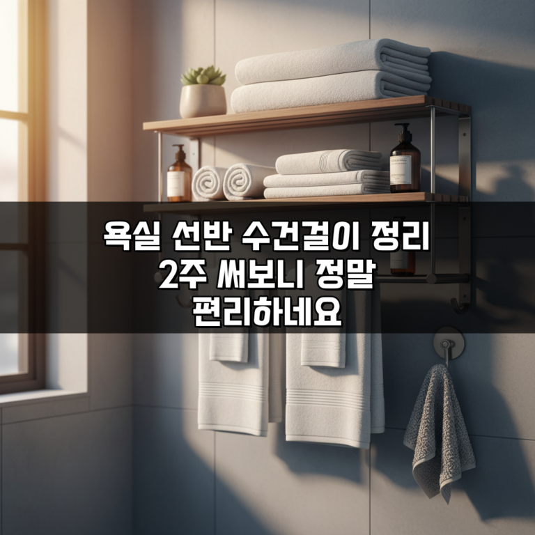 욕실 선반 수건걸이 정리 2주 써보니 정말 편리하네요