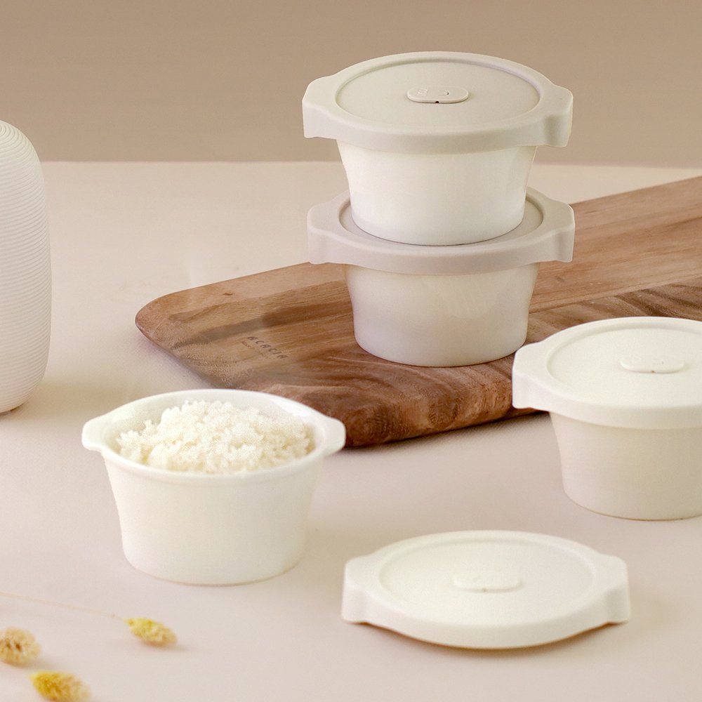 도자기 밥용기 냉동밥 보관 용기 세라믹 온기 전자렌지용 밀폐 소분 보관 2P 상세 이미지 1