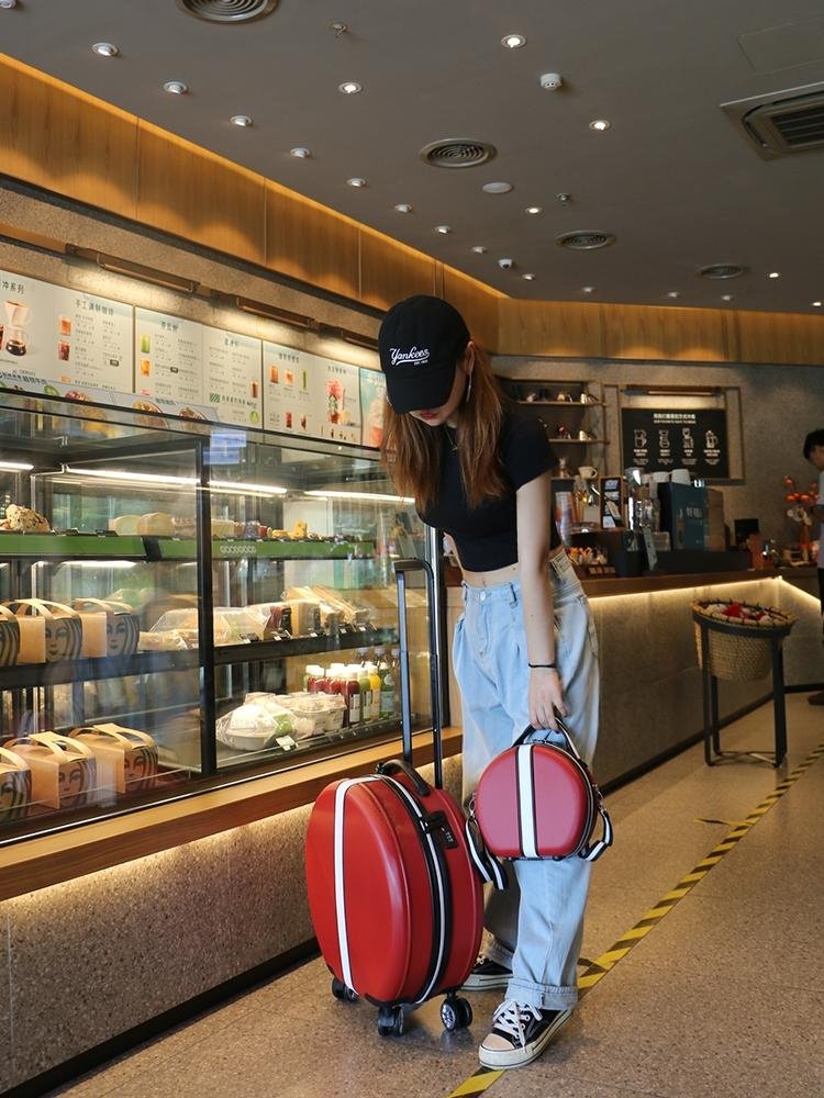 원형 기내용 캐리어 휴대용 여행 가방 바퀴 달린 여행 가방 맞춤형 세트 18인치 상세 이미지 2