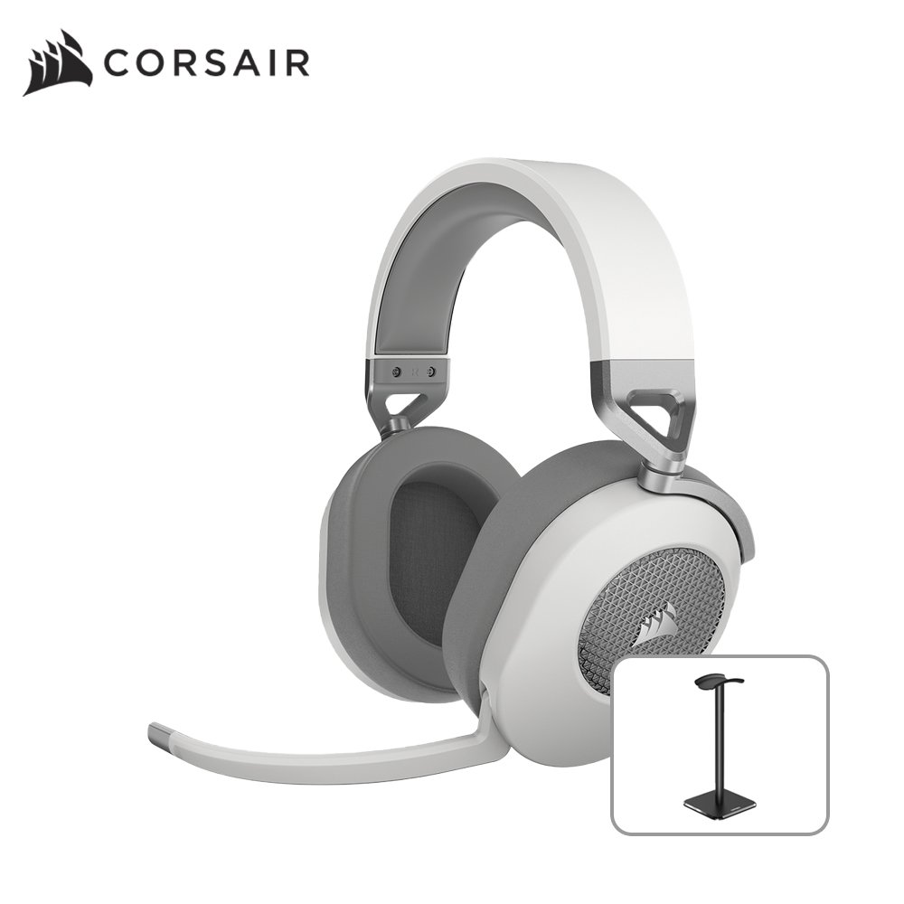 커세어 HS65 WIRELESS 7.1채널 게이밍 헤드셋 화이트 헤드셋 거치대 에디션 상세 이미지 1