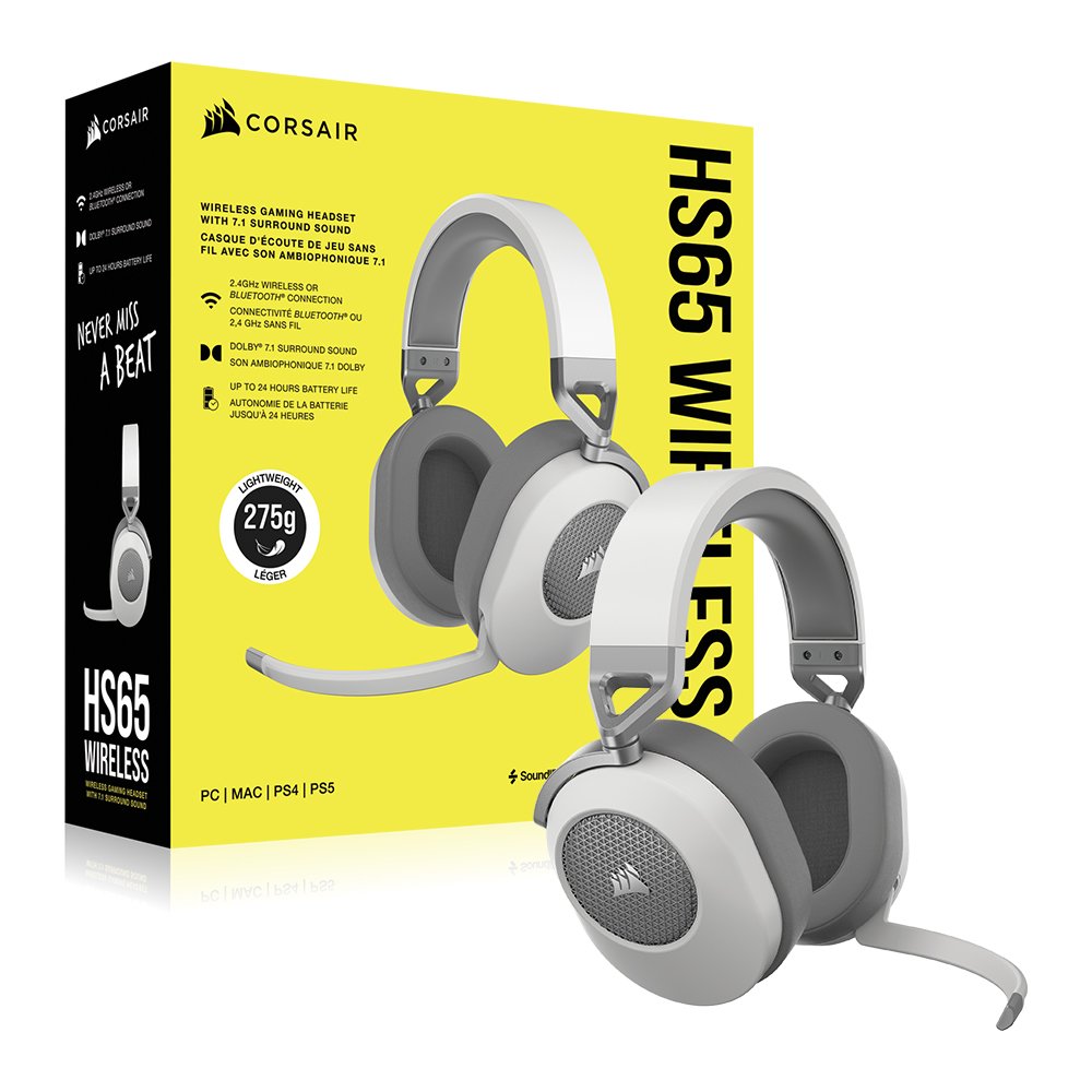 커세어 HS65 WIRELESS 7.1채널 게이밍 헤드셋 화이트 헤드셋 거치대 에디션 상세 이미지 2